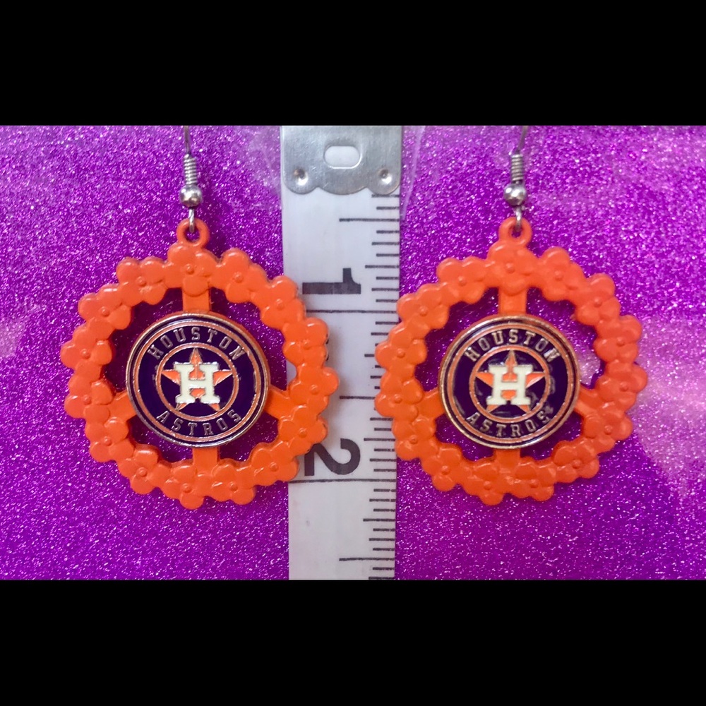 Flowered Peace Orange Houston Astros Earrings